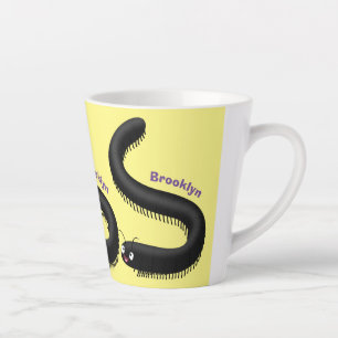 Cute millipede cartoon illustration latte mug