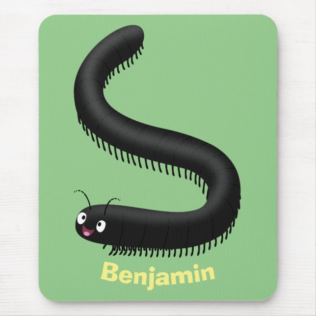 Cute millipede cartoon illustration mouse mat (Front)