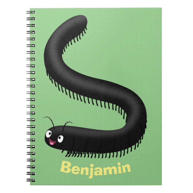 Cute millipede cartoon illustration notebook (Front)