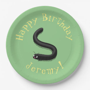 Cute millipede cartoon illustration paper plate