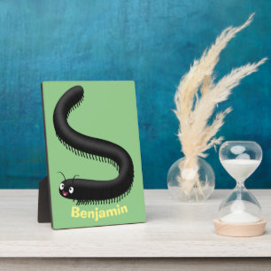 Cute millipede cartoon illustration plaque
