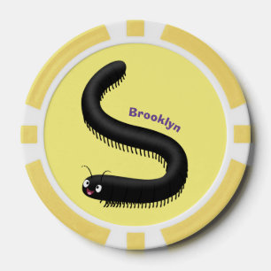 Cute millipede cartoon illustration poker chips