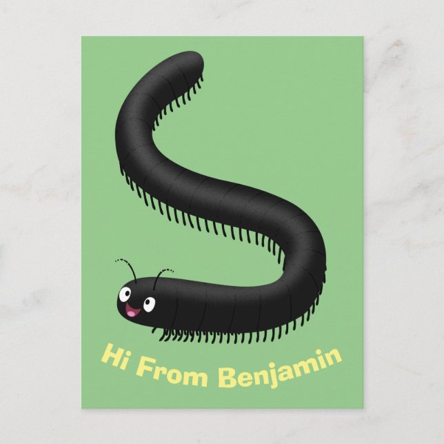Cute millipede cartoon illustration postcard (Front)