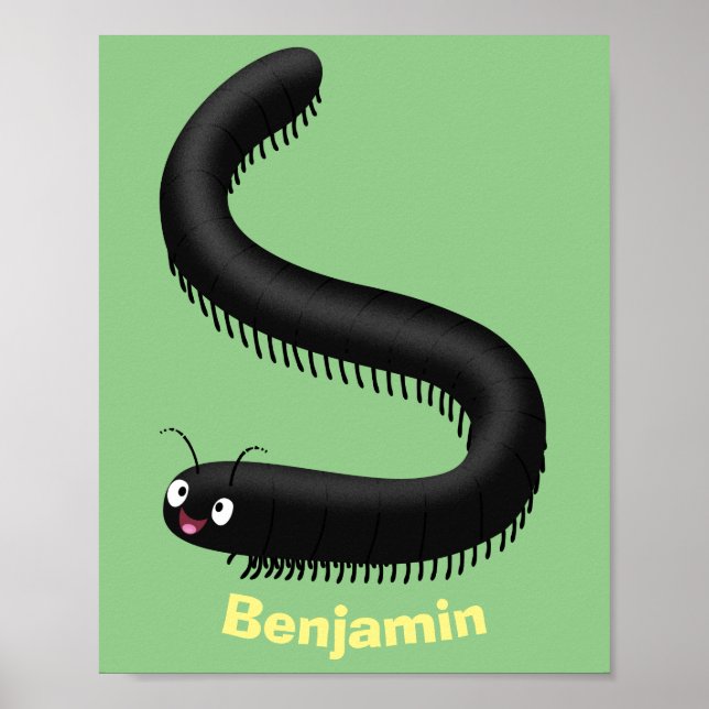 Cute millipede cartoon illustration poster (Front)