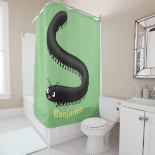 Cute millipede cartoon illustration shower curtain