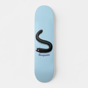 Cute millipede cartoon illustration skateboard