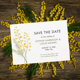 Cute mimosa flowers wedding save the date