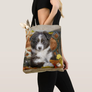 Cute Mini Aussie Shepherd Dog Bi-Colour Puppy Tote Bag