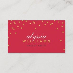 CUTE mini confetti gold sparkly glitter bright red Business Card