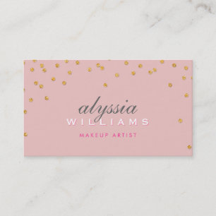 CUTE mini confetti gold sparkly glitter pale pink Business Card