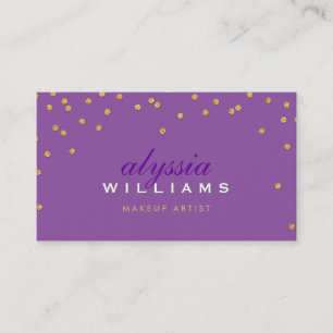 CUTE mini confetti gold sparkly glitter purple Business Card