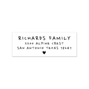 Cute Mini Heart Family Address Wedding Return Mail Rubber Stamp