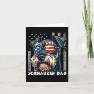 Cute Mini Schnauzer Dad Dog Fathers Day Usa Flag 4 Card