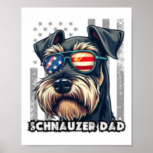 Cute Mini Schnauzer Dad Dog Fathers Day Usa Flag 4 Poster