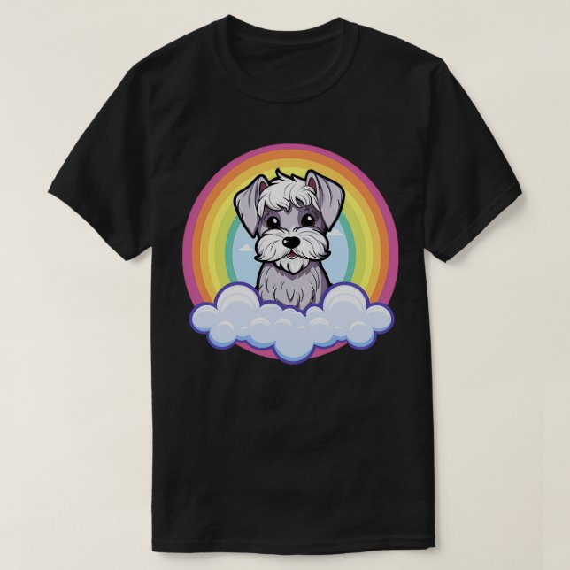 Cute Mini Schnauzer Rainbow Kawaii Dog Sweet Puppy T-Shirt (Design Front)