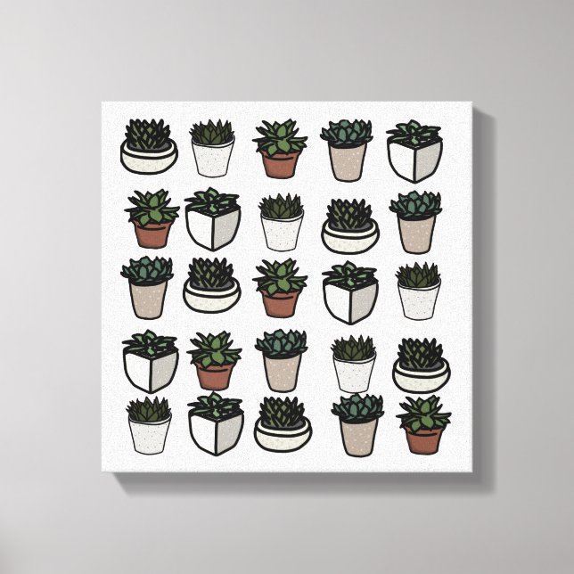 Cute mini succulent pattern canvas print (Front)