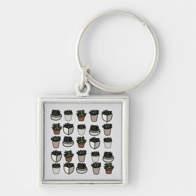 Cute mini succulent pattern key ring (Front)