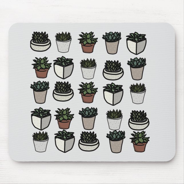 Cute mini succulent pattern mouse mat (Front)
