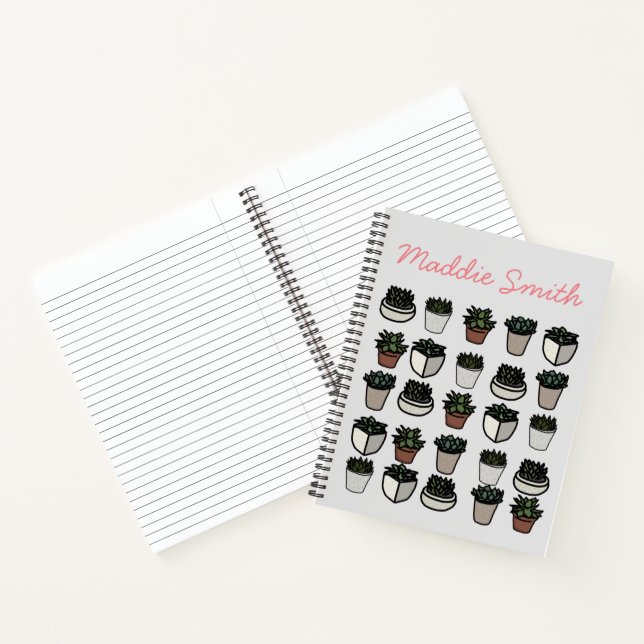 Cute mini succulent pattern notebook (Inside)