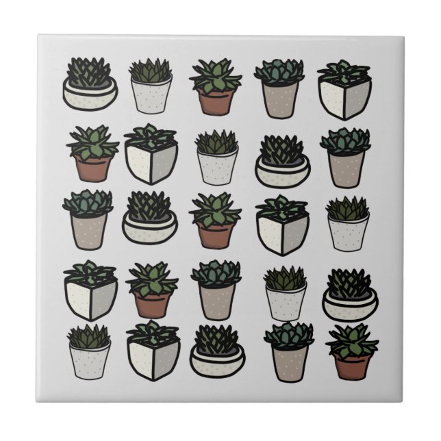 Cute mini succulent pattern tile (Front)