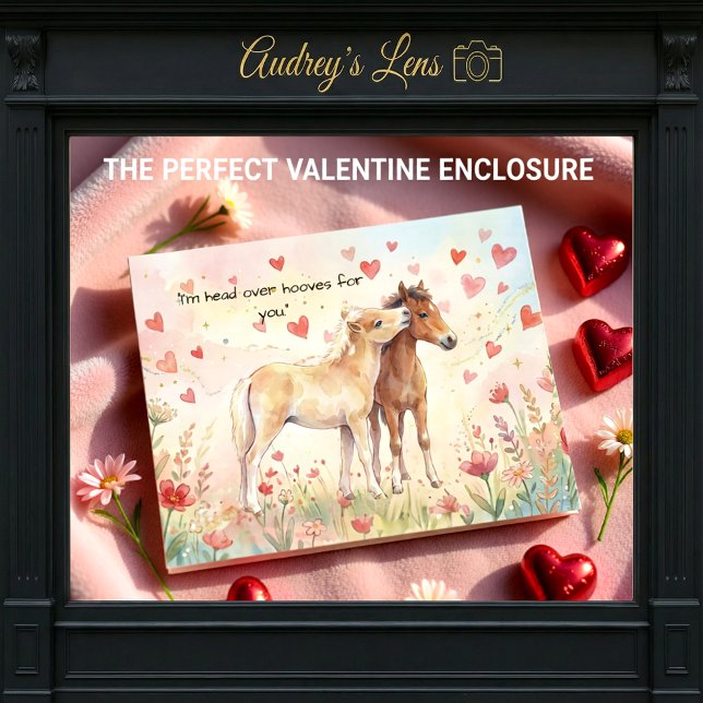 Cute Miniature Horse Storybook Valentine Flat Note Card (Creator Uploaded)