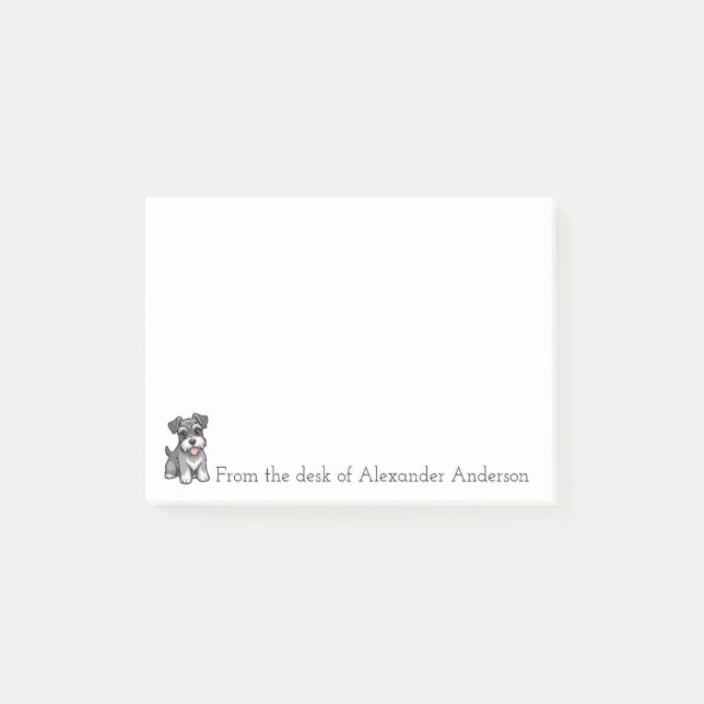 Cute Miniature Schnauzer Cartoon Personalise Notes (Front)