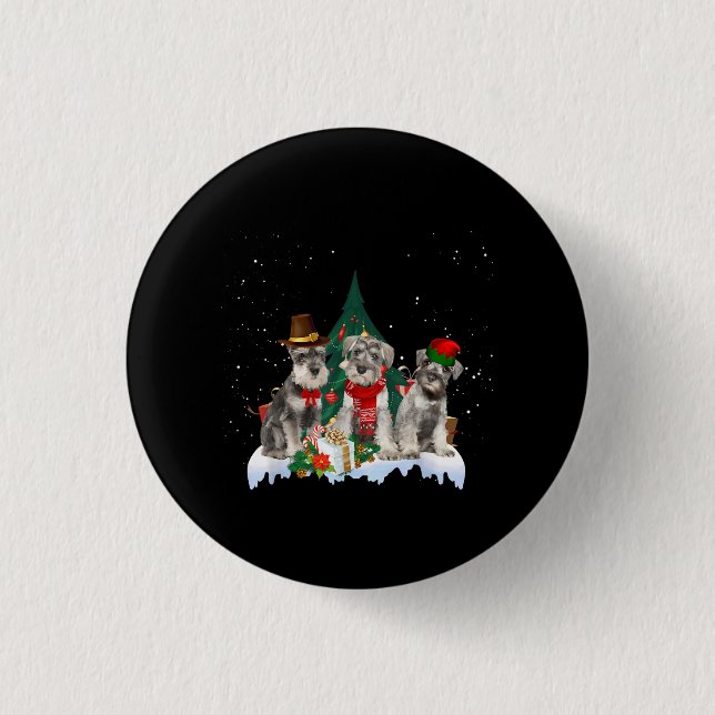 Cute Miniature Schnauzer Christmas Dog 3 Cm Round Badge (Front)