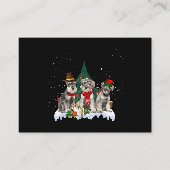 Cute Miniature Schnauzer Christmas Dog Business Card (Front)