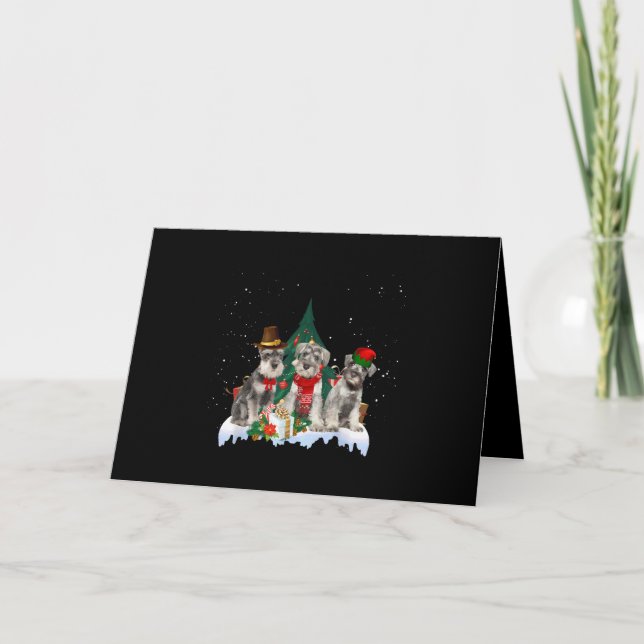 Cute Miniature Schnauzer Christmas Dog Holiday Card (Front)
