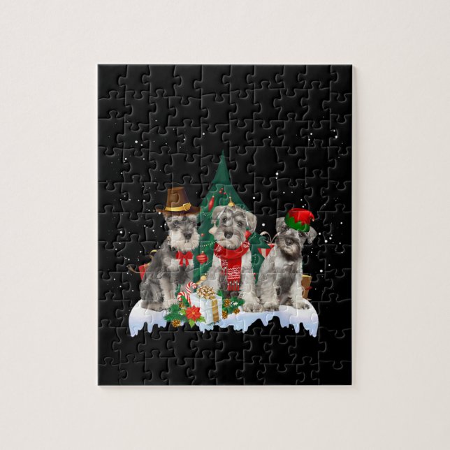Cute Miniature Schnauzer Christmas Dog Jigsaw Puzzle (Vertical)