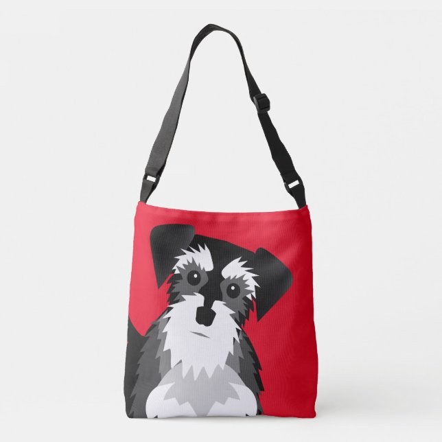 Cute Miniature Schnauzer Custom Colour Crossbody Bag (Back)