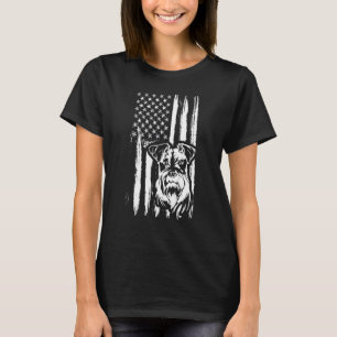 Cute Miniature Schnauzer Dog American Flag USA Pup T-Shirt