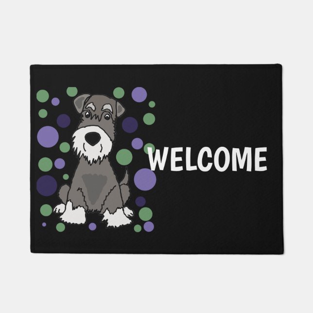 Cute Miniature Schnauzer Dog and Circle Patterns Doormat (Front)