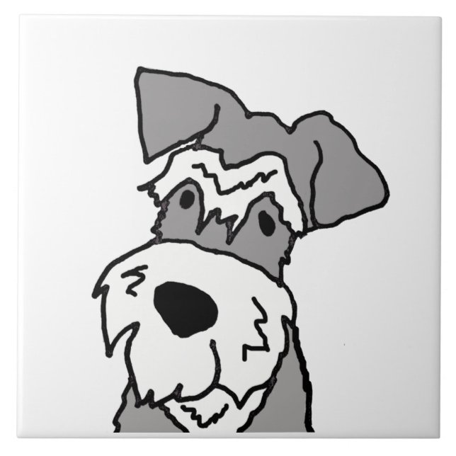 Cute Miniature Schnauzer Dog Cartoon Tile (Front)