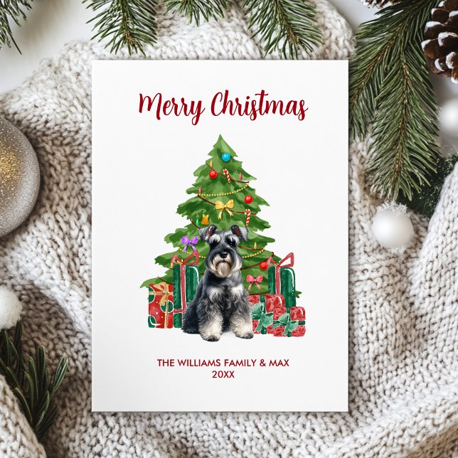 Cute Miniature Schnauzer Dog Family Christmas Holiday Card (Creator Uploaded)