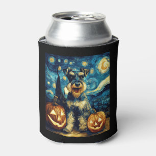 Cute Miniature Schnauzer Dog Halloween Jack O Lant Can Cooler