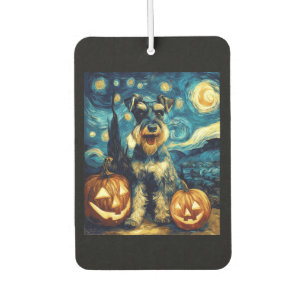 Cute Miniature Schnauzer Dog Halloween Jack O Lant Car Air Freshener