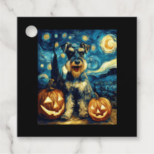 Cute Miniature Schnauzer Dog Halloween Jack O Lant Favour Tags
