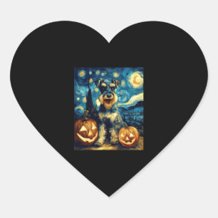Cute Miniature Schnauzer Dog Halloween Jack O Lant Heart Sticker