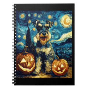 Cute Miniature Schnauzer Dog Halloween Jack O Lant Notebook
