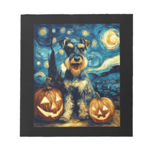 Cute Miniature Schnauzer Dog Halloween Jack O Lant Notepad