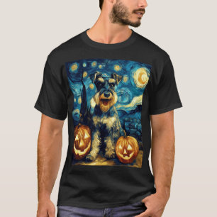 Cute Miniature Schnauzer Dog Halloween Jack O Lant T-Shirt