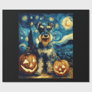 Cute Miniature Schnauzer Dog Halloween Jack O Lant Wrapping Paper