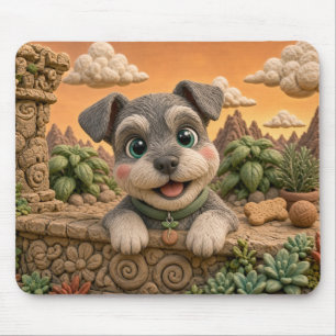 Cute Miniature Schnauzer Puppy, Baby Dog Mouse Mat