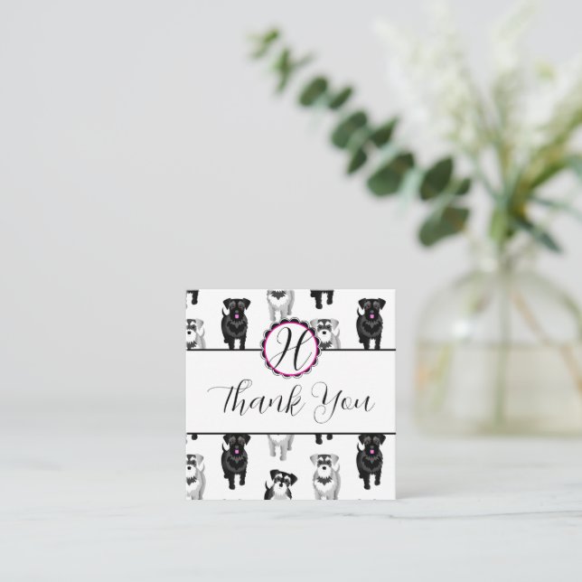 Cute Miniature Schnauzers Thank You Card (Standing Front)