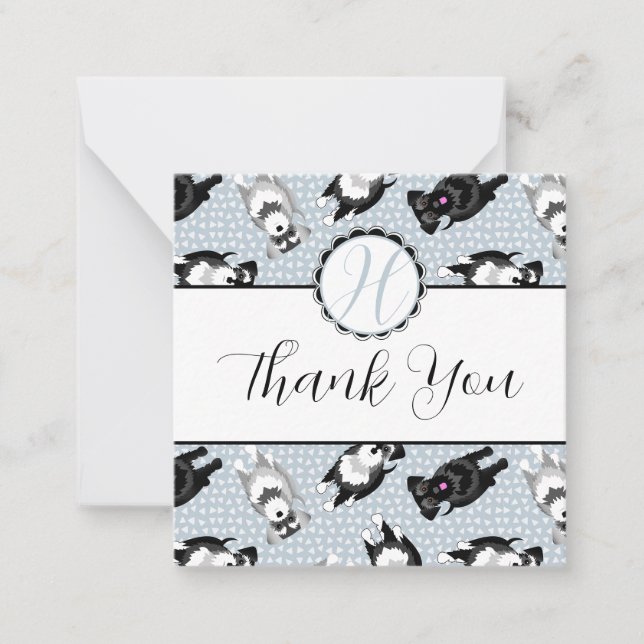 Cute Miniature Schnauzers Thank You Card (Front)
