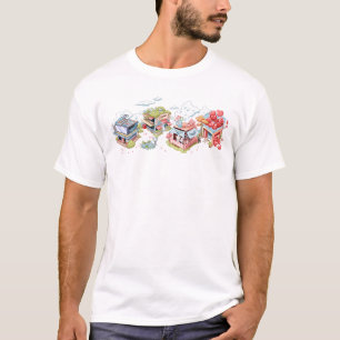 Cute Miniature Town Shops Graphic T-Shirt