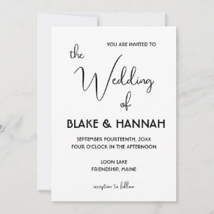 Cute Minimal Boho Wedding Handwritten Font Invitation