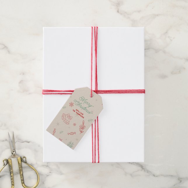 Cute Minimal Christmas Elements Gift Tags (With Twine)