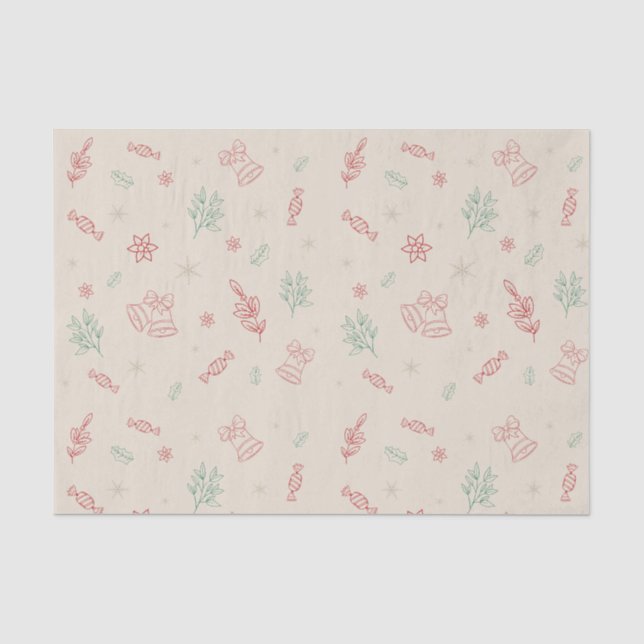 Cute Minimal Christmas Elements Tissue Paper (Front)